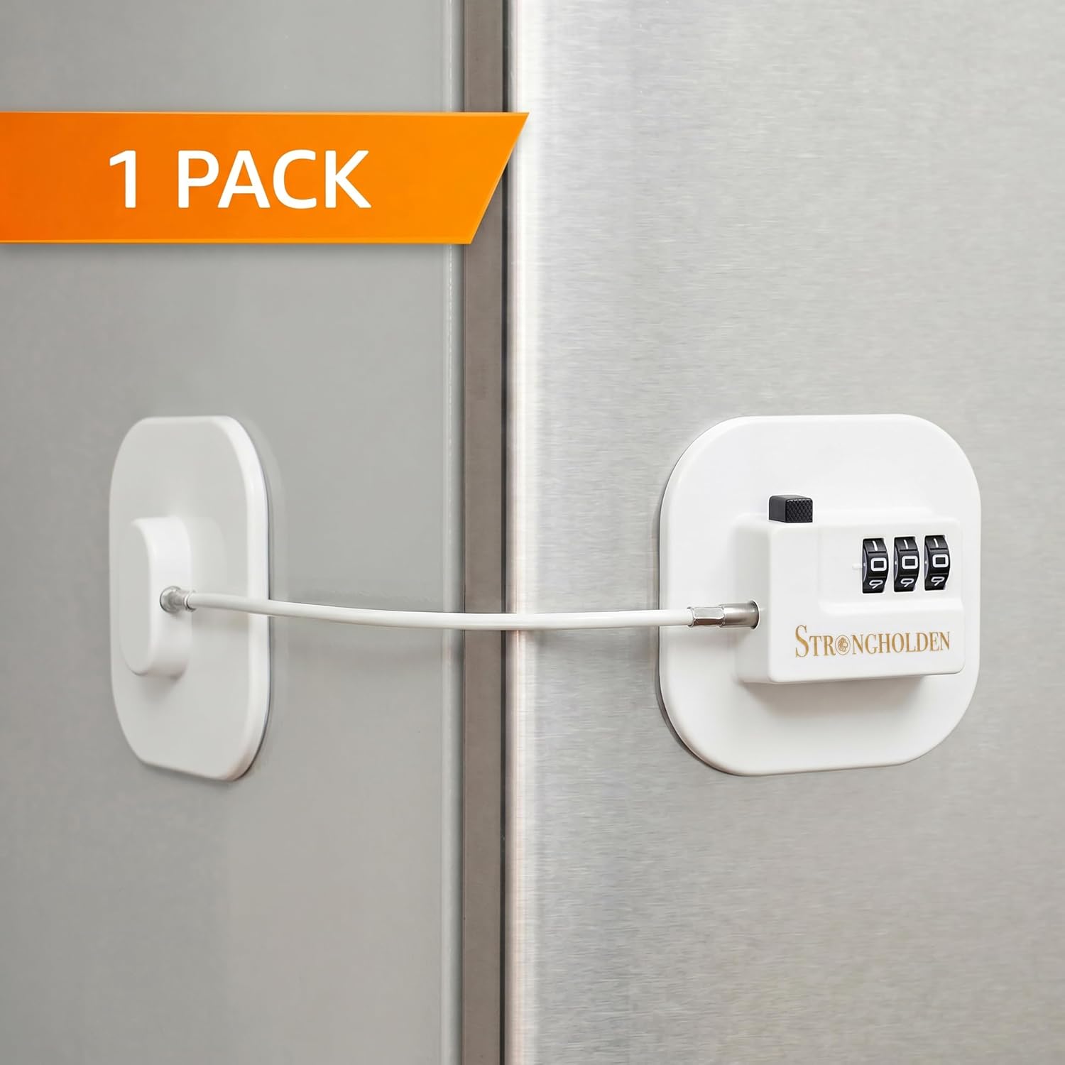Fridge Lock Combination, Refrigerator Lock for Kids, Fridge Locks for Kids - Take Care of Your Family with Freezer Lock by Strongholden - No Keys Needed (White & Square) image 3