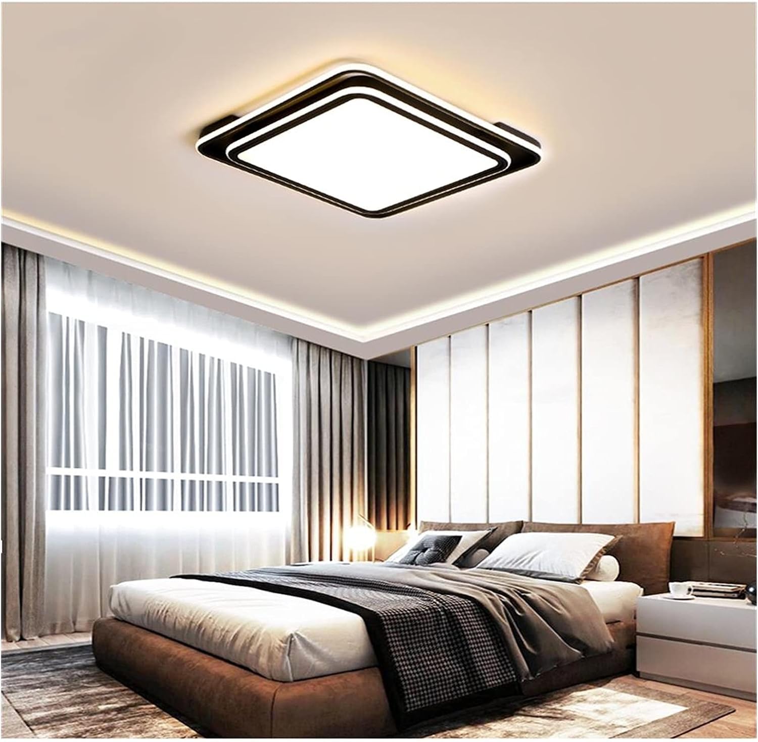 Lámparas de techo LED con control remoto regulables, rectangulares y cuadradas, compatibles con salas de estar, dormitorios y cocinas(50x50cm-48w)