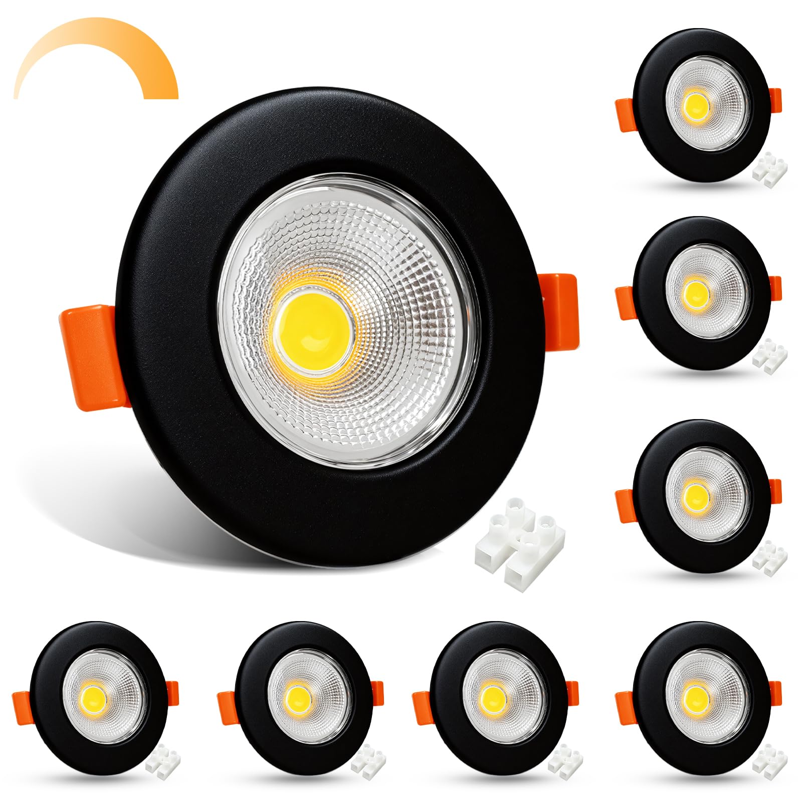 HiBay 8X Round Downlights 10W Dimmable COB Spot Lights 5000K Ultra Slim