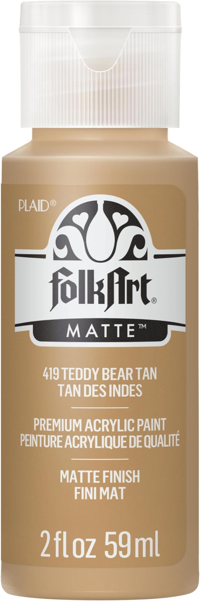 FolkArt Acrylic Paint in Assorted Colors (2 oz), 419, Teddy Brown Tan
