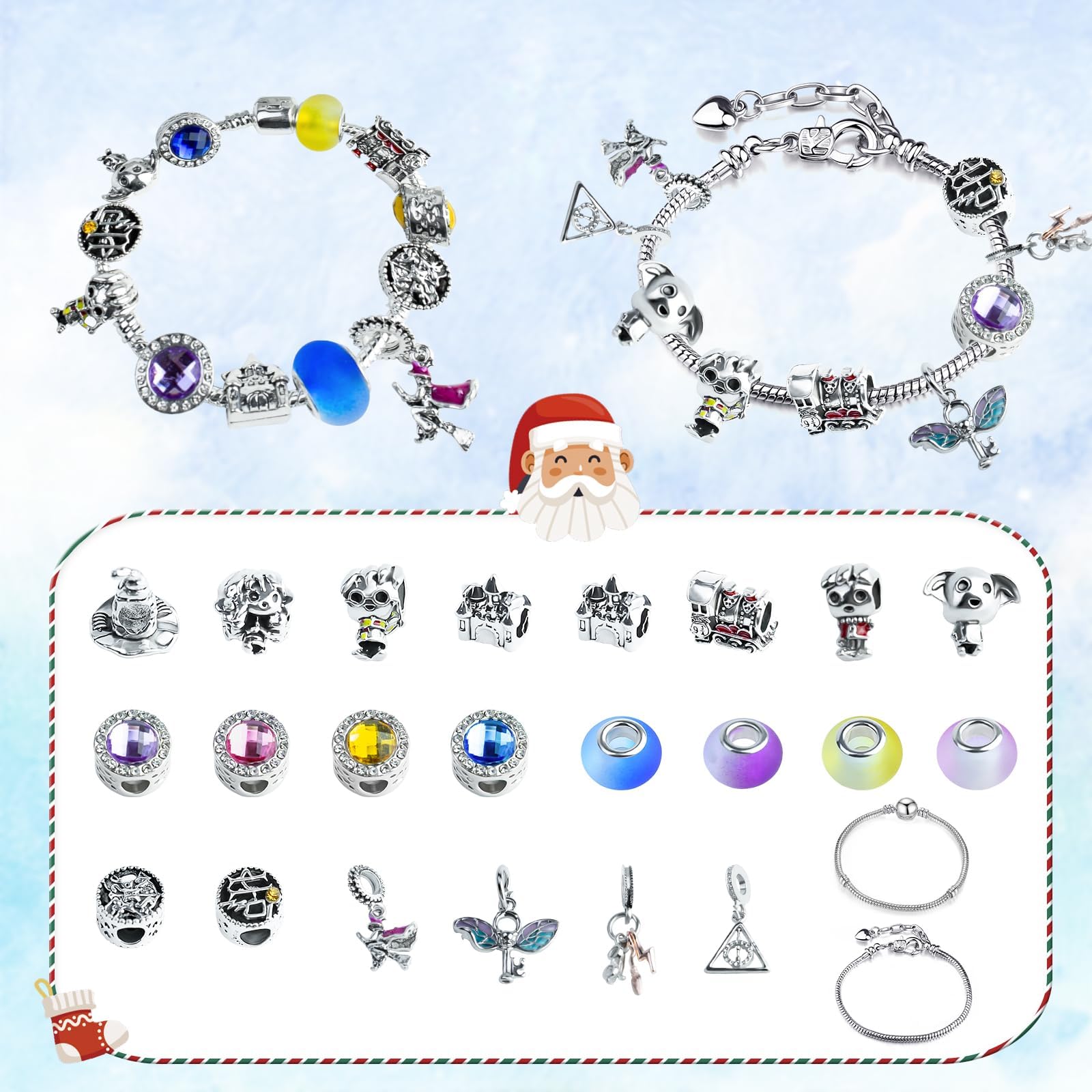 Advent Calendar 2025,Christmas Magic Kids Gift Countdown 24 Days Surprise Funny Theme Set Gift for Boys Teen Girls with Fashion Unique DIY Bracelet