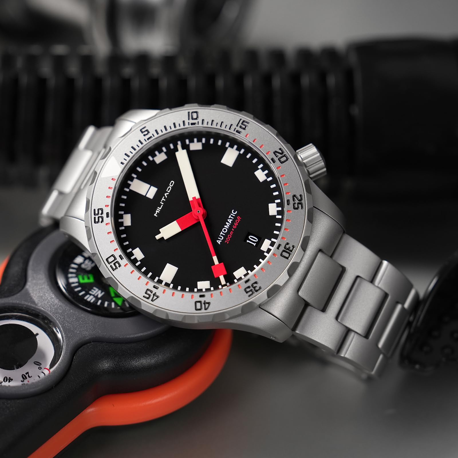 TACTICAL FROG Militado ML 20 39mm Taucheruhr für Herren, PT5000 Automatikwerk Saphirglas BGW9 Leuchtanzeige einseitig drehbare Lünette 200M Wasserdicht