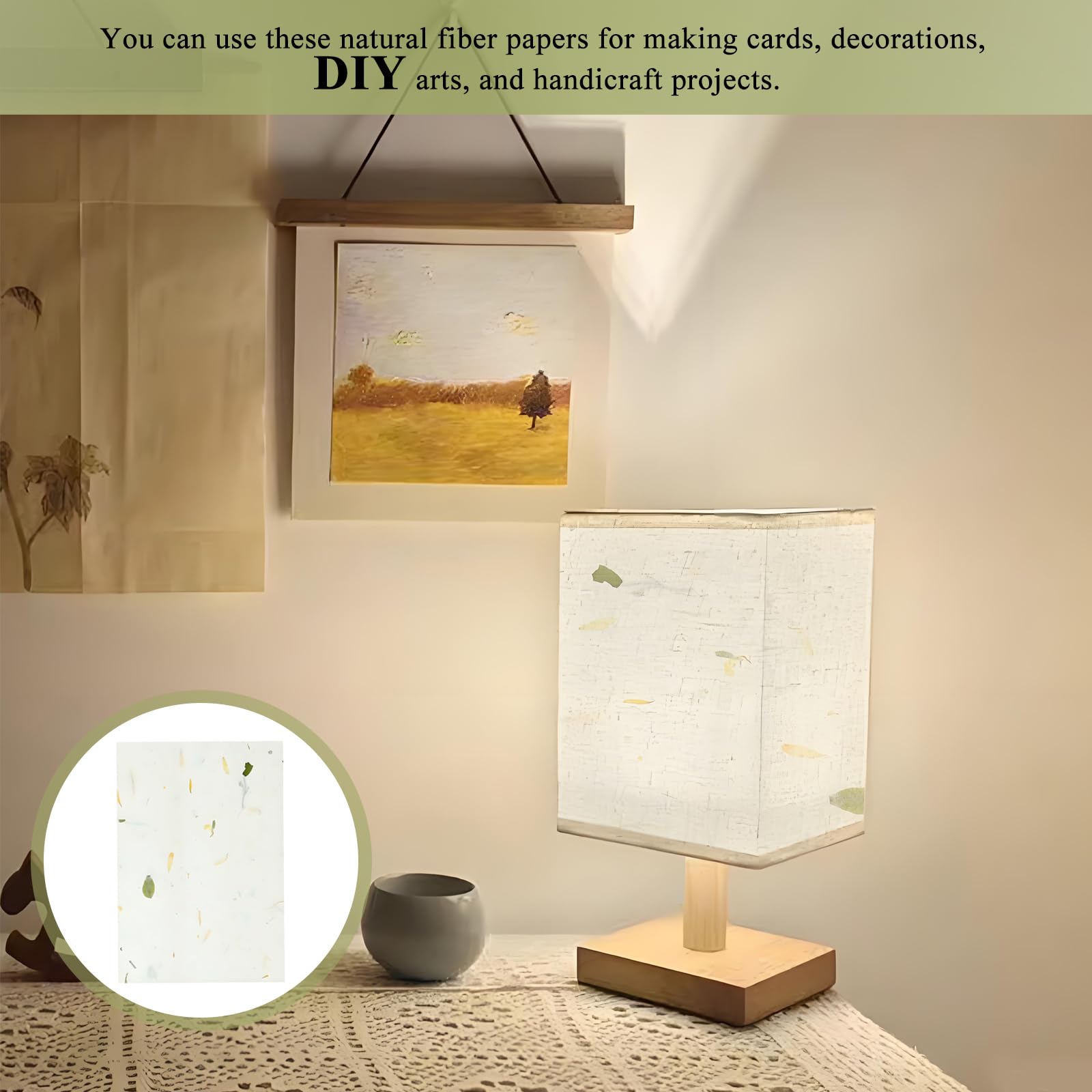 100 fogli di carta di gelso formato A4, carta di riso fatta a mano, per decoupage, carta di riso, formato A4, foglie visibili, per fai da te, scrittura, pittura, confezioni regalo