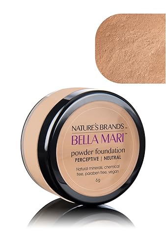 Nature's Brands Bella Mari - Base de maquillaje mineral natural en polvo, perceptiva (neutro), 0.2 onzas