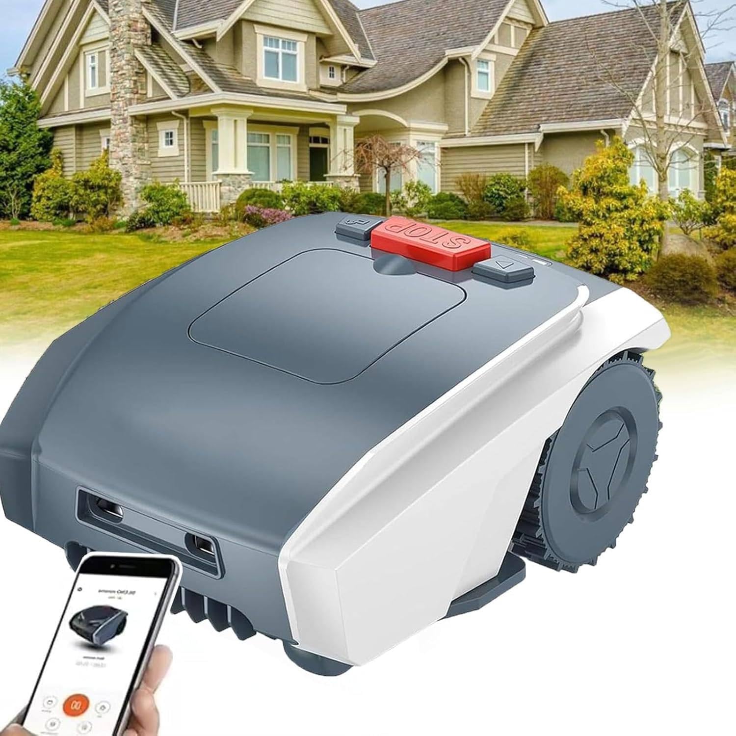 Cortacésped Robótico Totalmente Automático con Aplicación Bluetooth, Cortacésped Automático con Carga Automática y Ultra Silencioso para Jardines Pequeños y Medianos (1500m²)