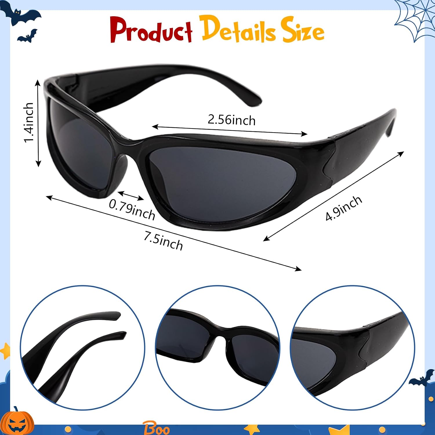 POEWAUVE Halloween Black Dog Costume Accessories Blue Baseball Cap Dog Ears Gloves Sunglasses for Adults Cosplay Party image 4