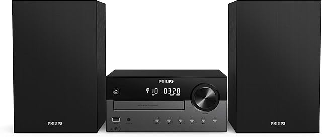 Philips Audio M4505/12 Micro Music System with Bluetooth (DAB+/FM Radio, USB, CD, MP3-CD, 60 W, Audio-In, USB Port for Charging, Bass-Reflex Loudspeakers, Digital Sound Control)
