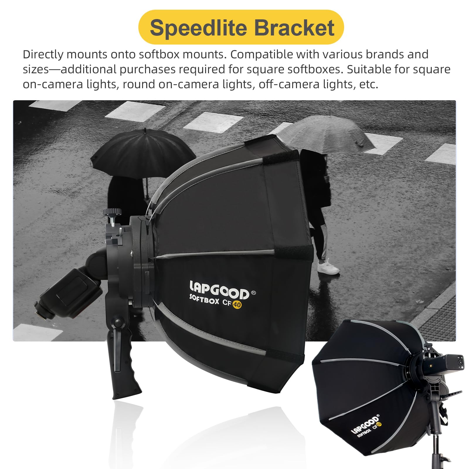 Bowens Mount Softbox 80CM Handheld Quick Set-up, S-Type Bracket Kompatibel mit Godox Canon Sony Fuji YongNuo Flash AD200PRO V1 TT600 V860III 430EXIII SB500 YN320EX YN560