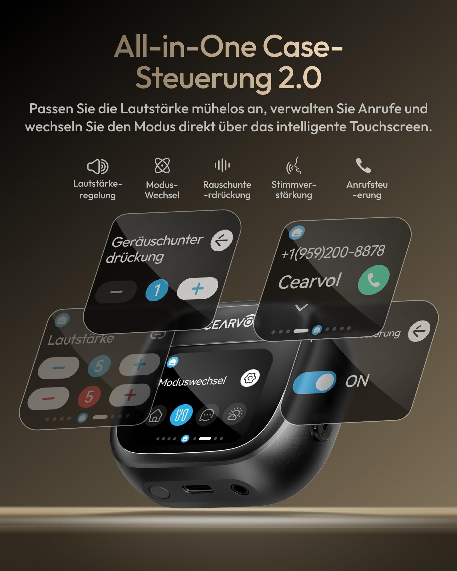 Wave Smart Sound-Verstärker mit Touchscreen-Ladekoffer, NeuroFlow AI 2.0, Bluetooth Dual-Geräte Verbindung, Direkter TV AUX-IN Transmitter, Klare Sprachwiedergabe