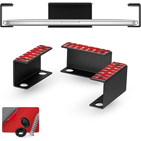 BRAINWAVZ Wall Mount Laptop Holder - Adhesive & Screw Mount For MacBooks, Tablets & More