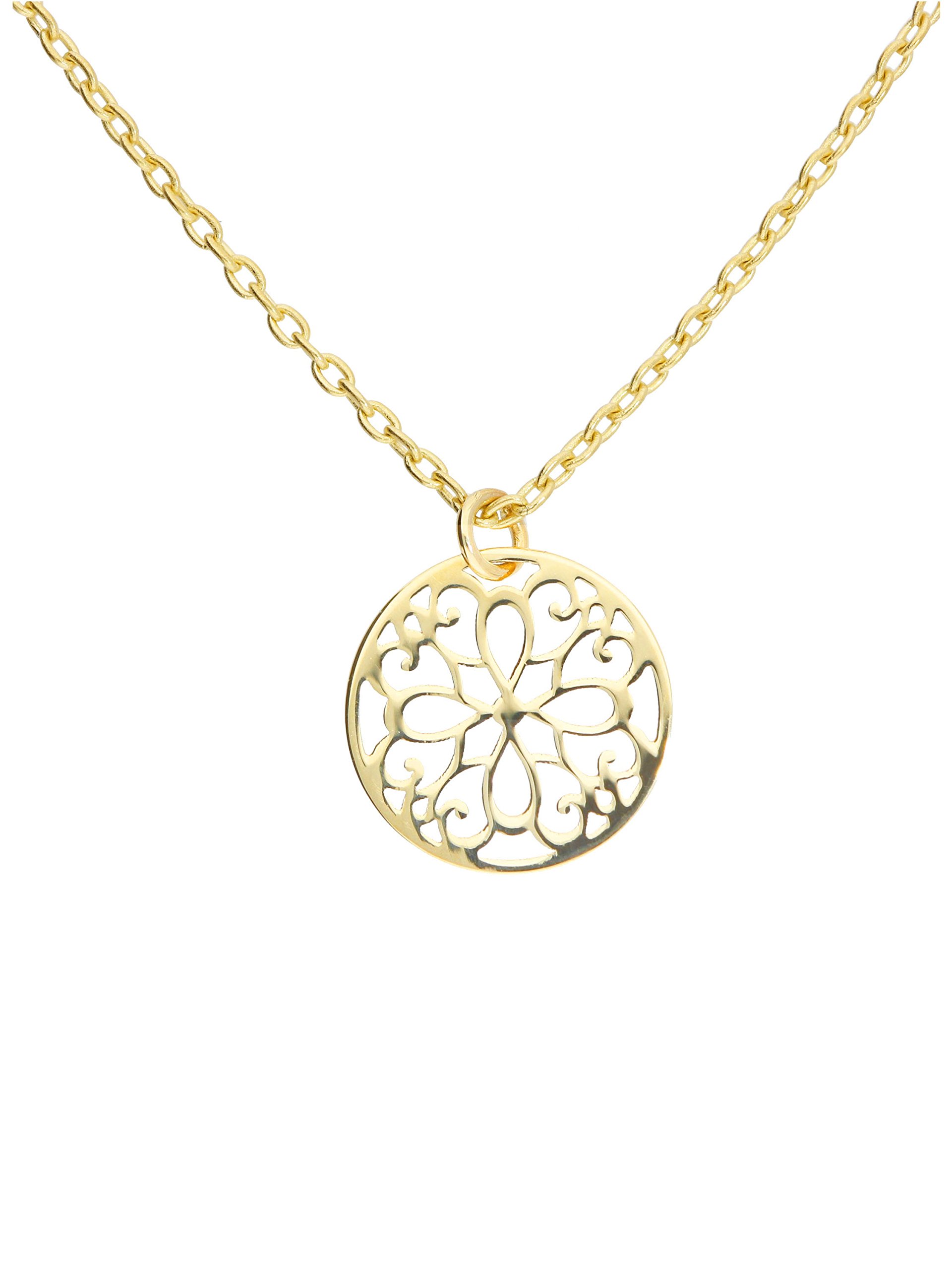 My Gold Damen Halskette Gold 333 Kette Mit Anhänger Echtes Gelbgold (8 Karat) Damenkette 45cm Lebensblume Mandala Ornament Flor de Vida