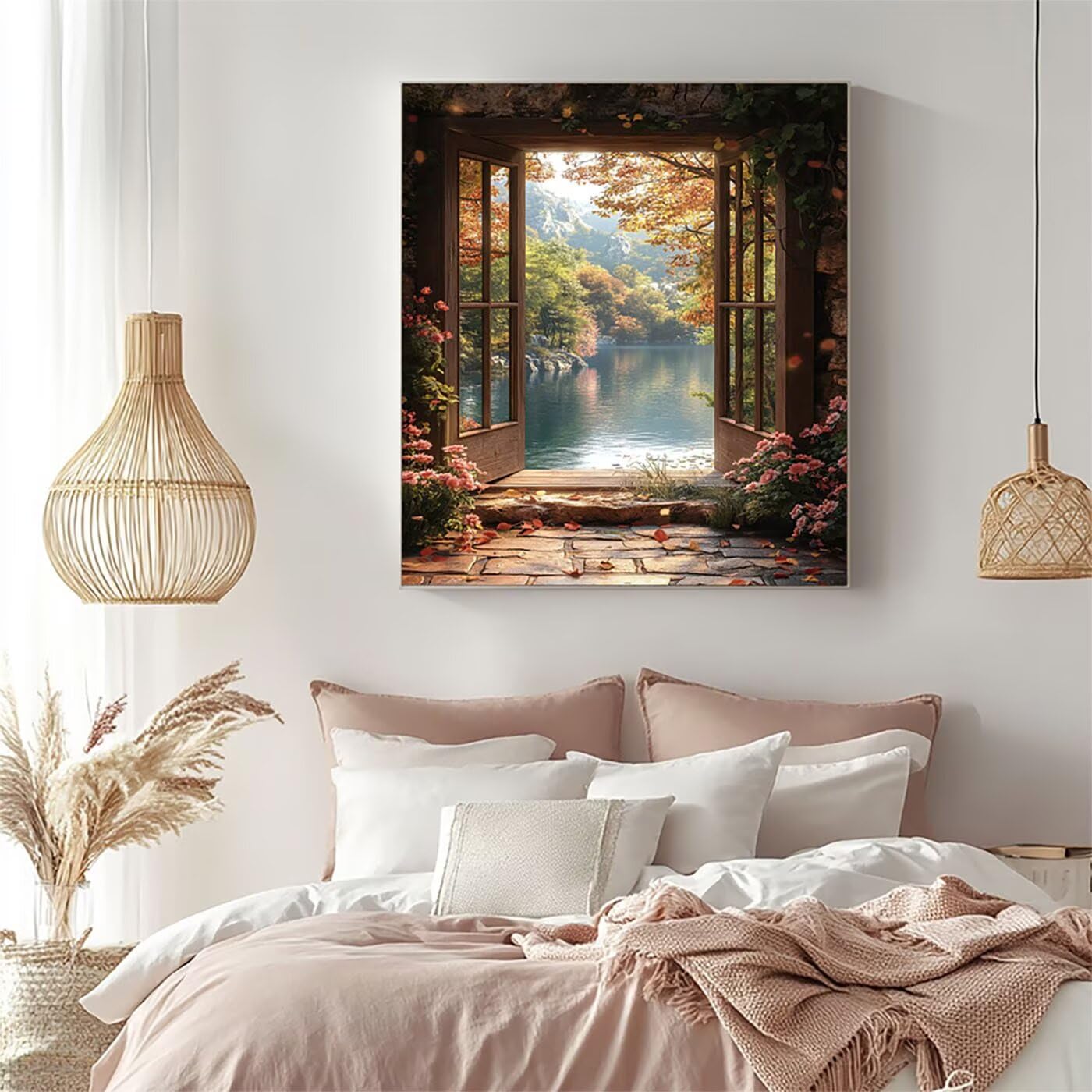 Malowanie po numerach dla dorosłych i dzieci, kwiat, malowanie po numerach dla dorosłych farbą akrylową i pędzlami, kolorowe płótno do malowania, 137 x 102 cm, materiały plastyczne do dekoracji pokoju
