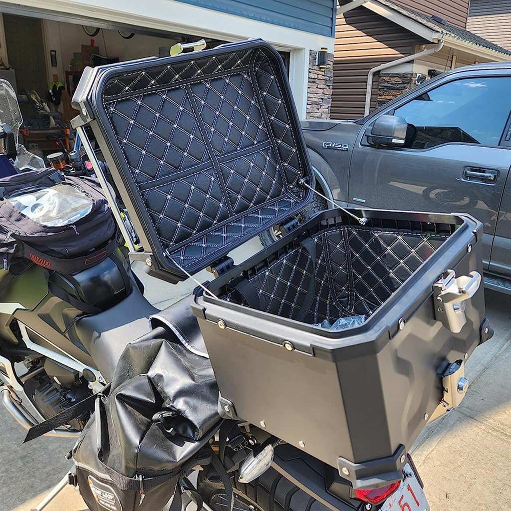 Valise pour Moto Étanche, Top Case Moto Coffres Moto pour Rangement Casques, avec Dossier Et Plaque De Montage, 36L 45L 55L 65L 80L 100L(Silver,80L)