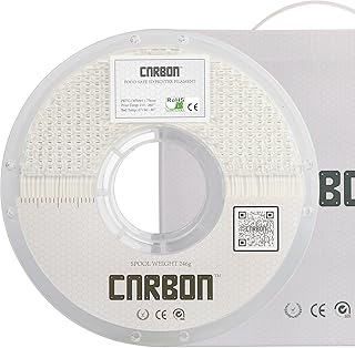 Certified Food Grade PETG 3D Printer Filament - CARBON by Comfy Materials - Lab Tested FDA Compliant Food Safe, 1.75mm, 1kg, Accuracy: +/- 0.02 (White)
