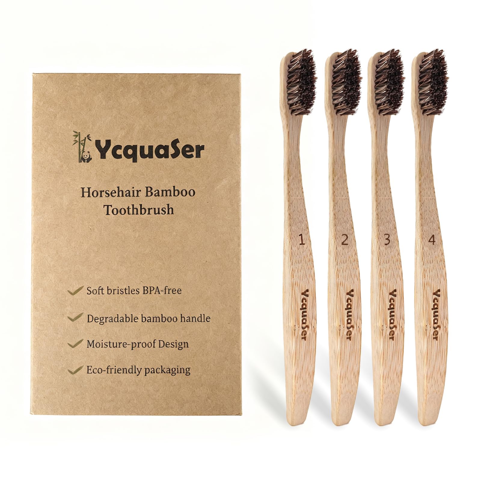 Ycquaser Bamboo Toothbrush Horse Bristle