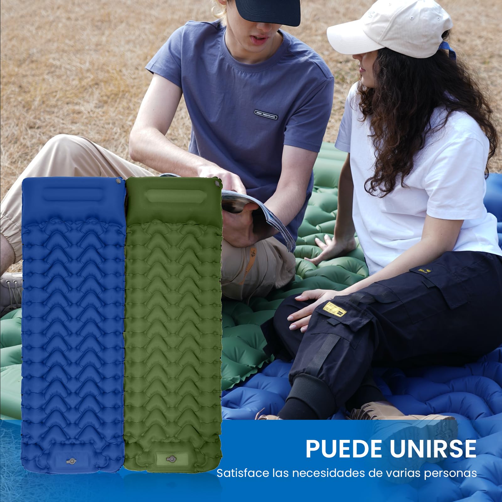 KingCamp Alfombrilla de Camping, Ultraligera con Bomba de pie integrada, colchoneta Inflable compacta Duradera con Almohada, colchón Inflable de Camping para mochileros, Senderismo