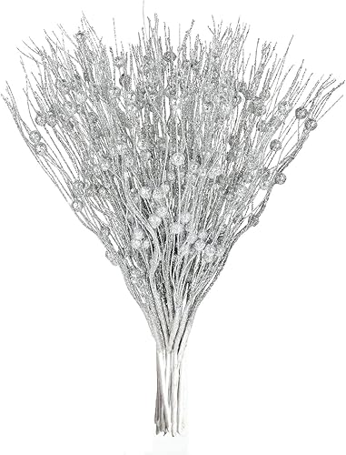 Miniatura 1 de DearHouse Paquete de 22 tallos de bayas con purpurina de Navidad, 16.5 púas artificiales de Navidad para festivales, manualidades y decoración del