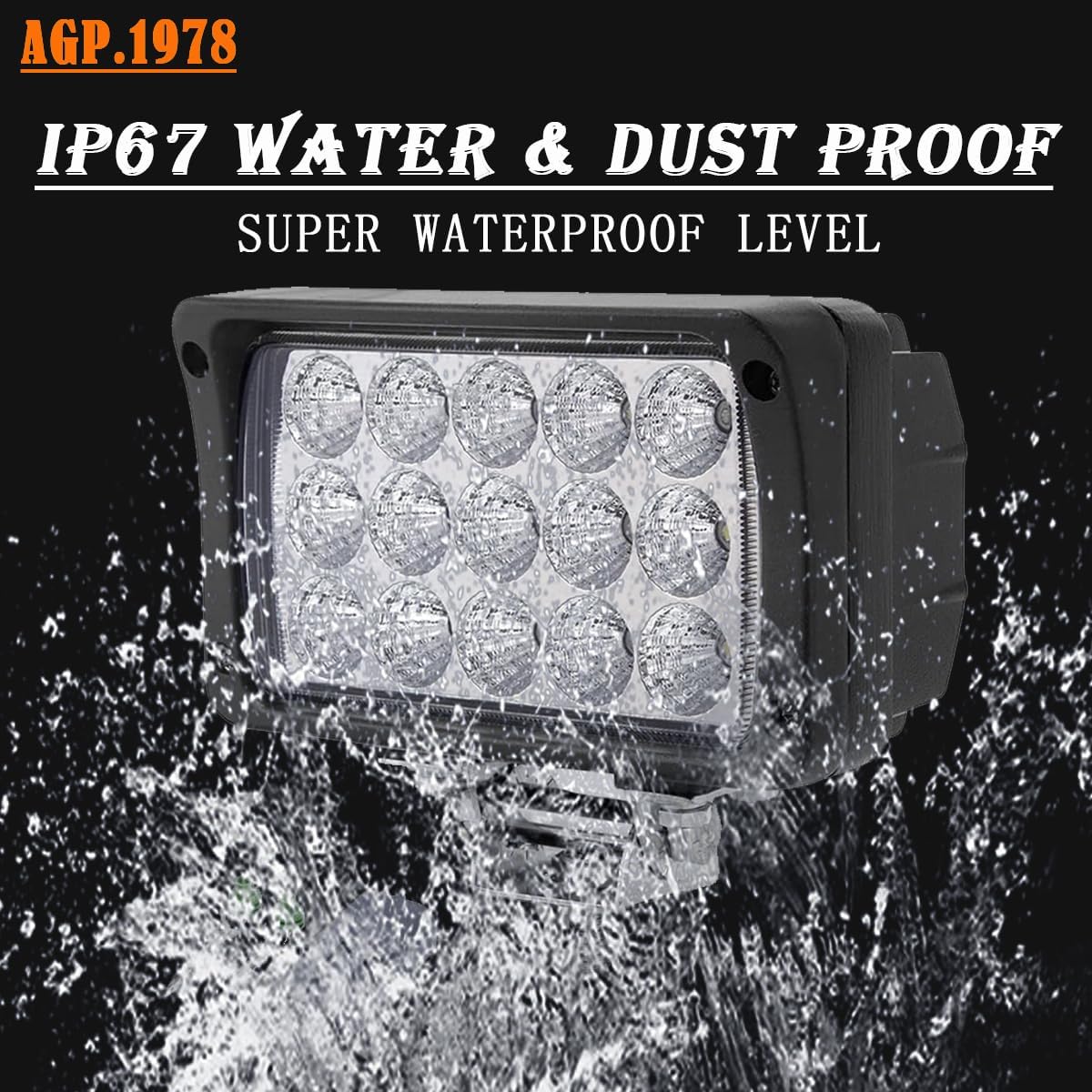 45W LED Work Light 6 in Flood Fog Lamp Ultra Brightness 12V Compatible with John Deere Tractor Combine, Agriculture Vehicles Off Road, Tractor (Transparent Cover Flood DT Connector)