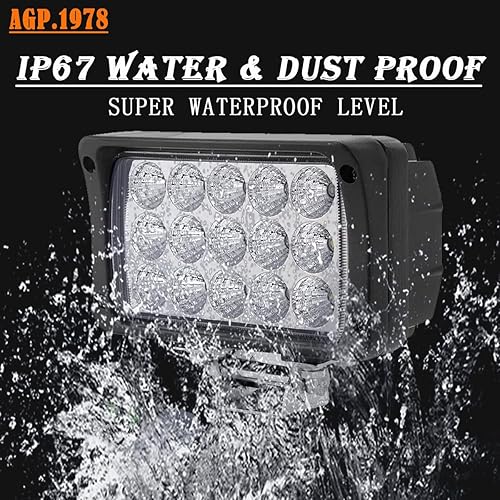 Miniatura 5 de AGP.1978 Luz de trabajo LED de 45 W, luz de inundación LED trasera de 6 pulgadas, ultra brillo, rectangular, 12 V, cabina LED, luz antiniebla