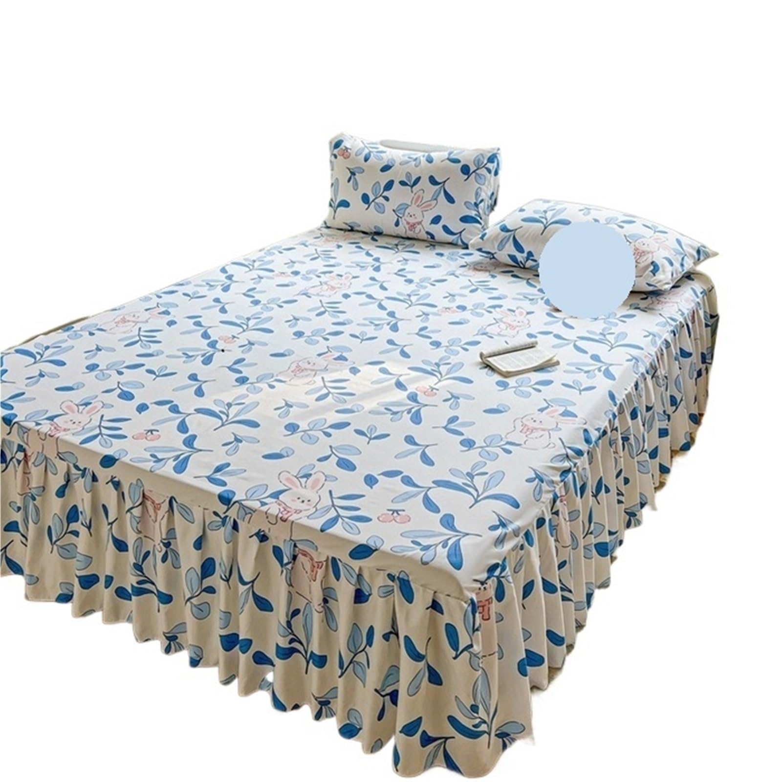 Ruffled Bedspread Printed Bed Skirt With Pillowcase Queen Size Cover Set Ruffles Mattress Protector Home Linen Soft Bedspread Jupe De Lit(K,SKing 200x220cm 3pcs)