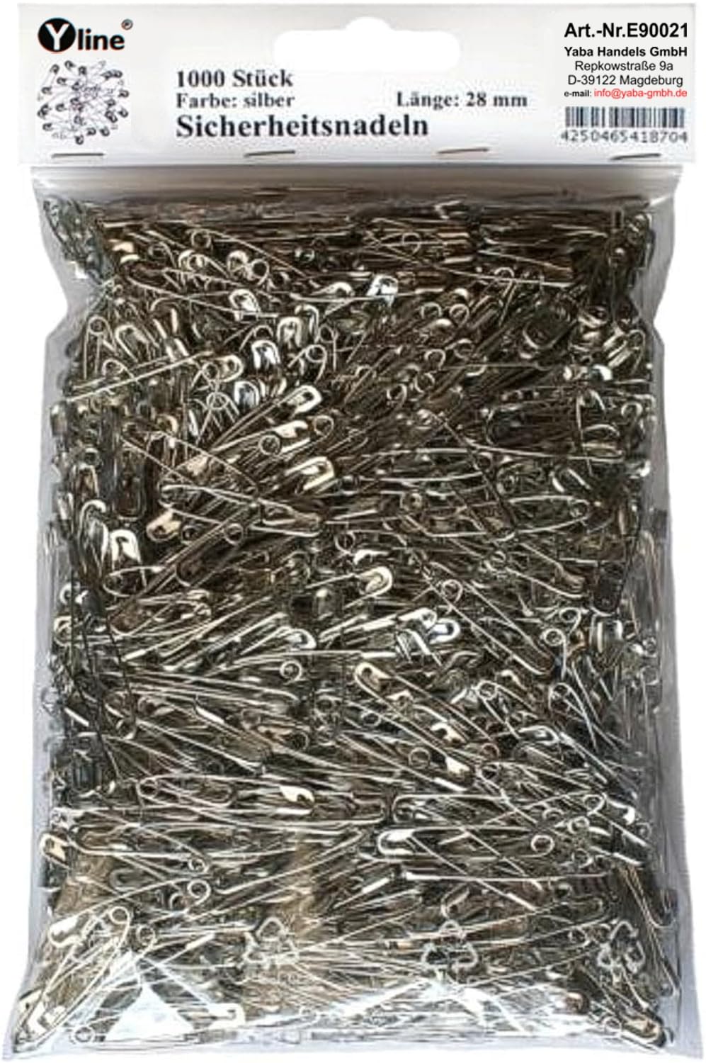 1000 spille da balia piccole, argento, circa 28 mm, aghi di sicurezza, E90021