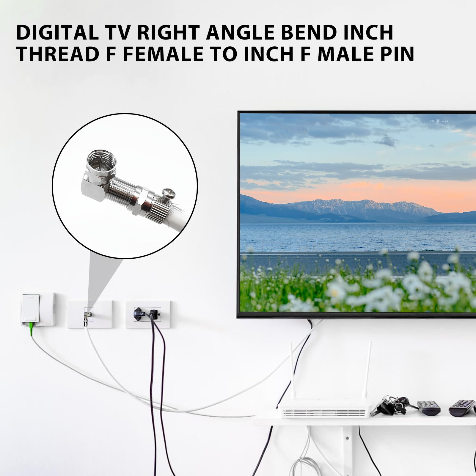 Set Di 2 Adattatori Angolari 90° F Connettore - Maschio A Femmina Per Cavo Coassiale 7mm, Per TV Satellitare E Antenna - Foto 12