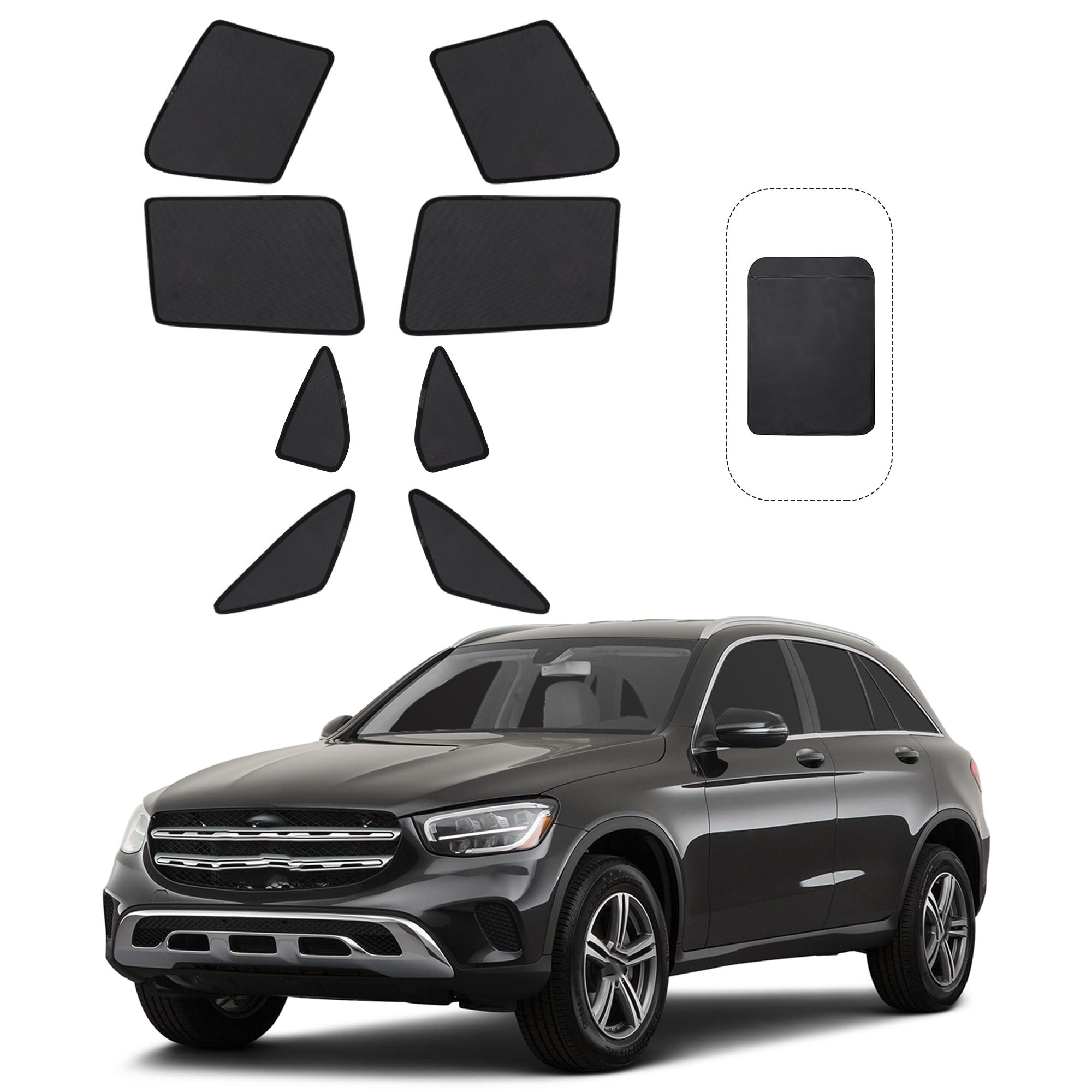 Photo 1 of Fannyc Front Side Half Window Shade Foldable Custom Fit for 2016–2022 Mercedes-Benz GLC Car Window Shades for Side Window Sun Shade UV Protection Heat Insulation for Camping Sleeping 8PCS