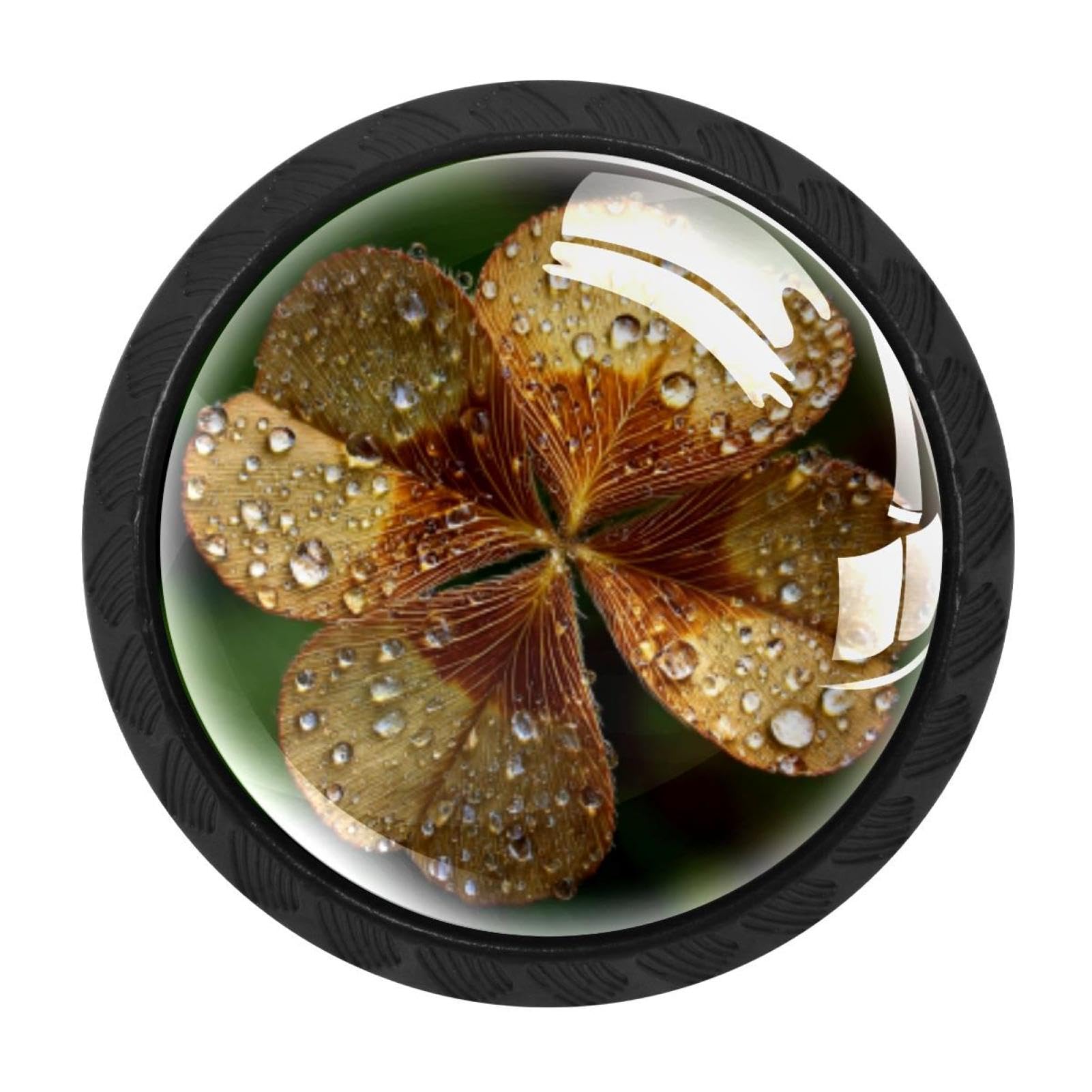 CHENZZZZ 4 Pieces Kitchen Cabinet Knobs Golden Leaf Clover Drawer Knobs Dresser Knobs Drawer Pulls Door Knobs Dresser Drawer Handles Knobs for Dresser Drawers