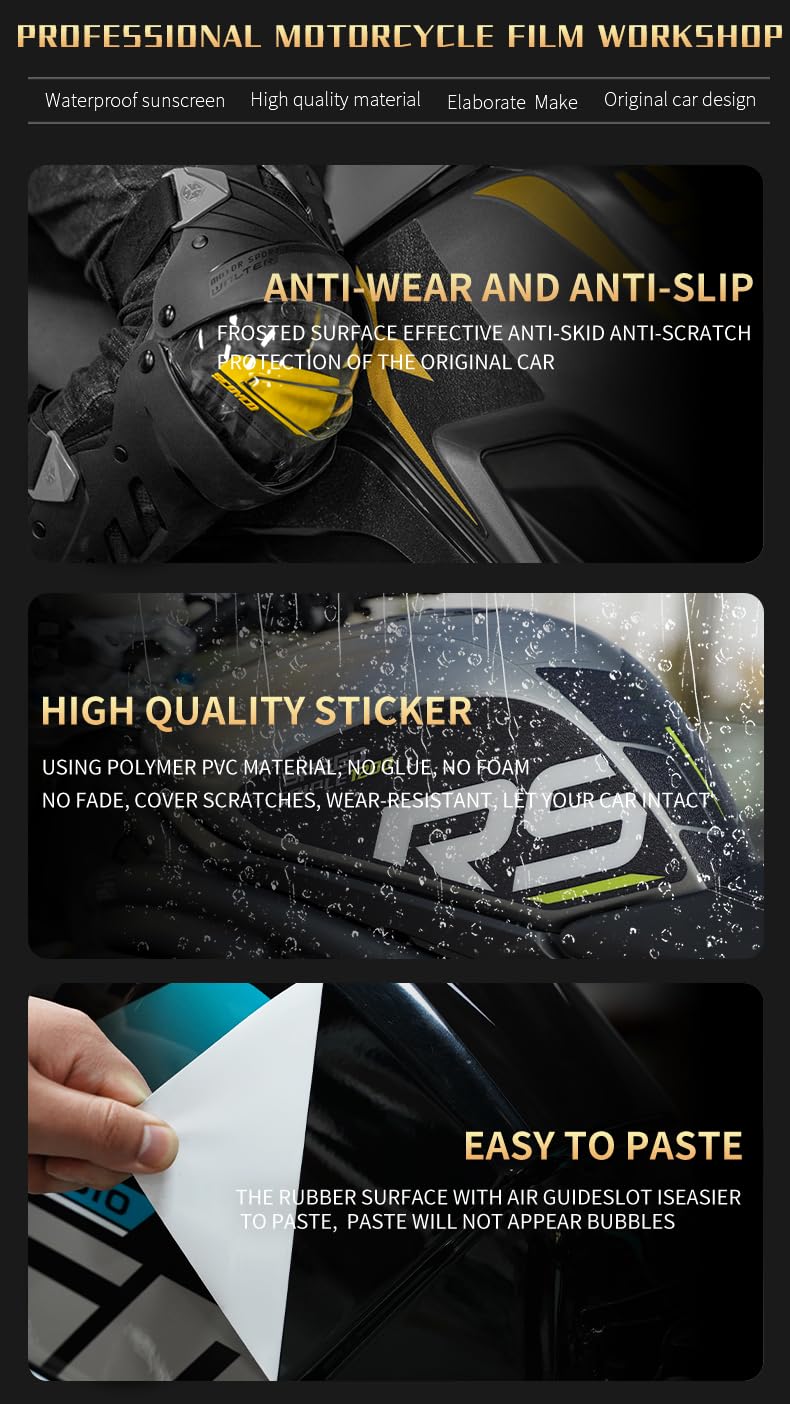Paraserbatoio per Kawasaki Z900 2025 Kit Adesivi Protezione Serbatoio - Accessori Moto, Cuscinetto Carburante Gas (Set Completo, Stile 4)