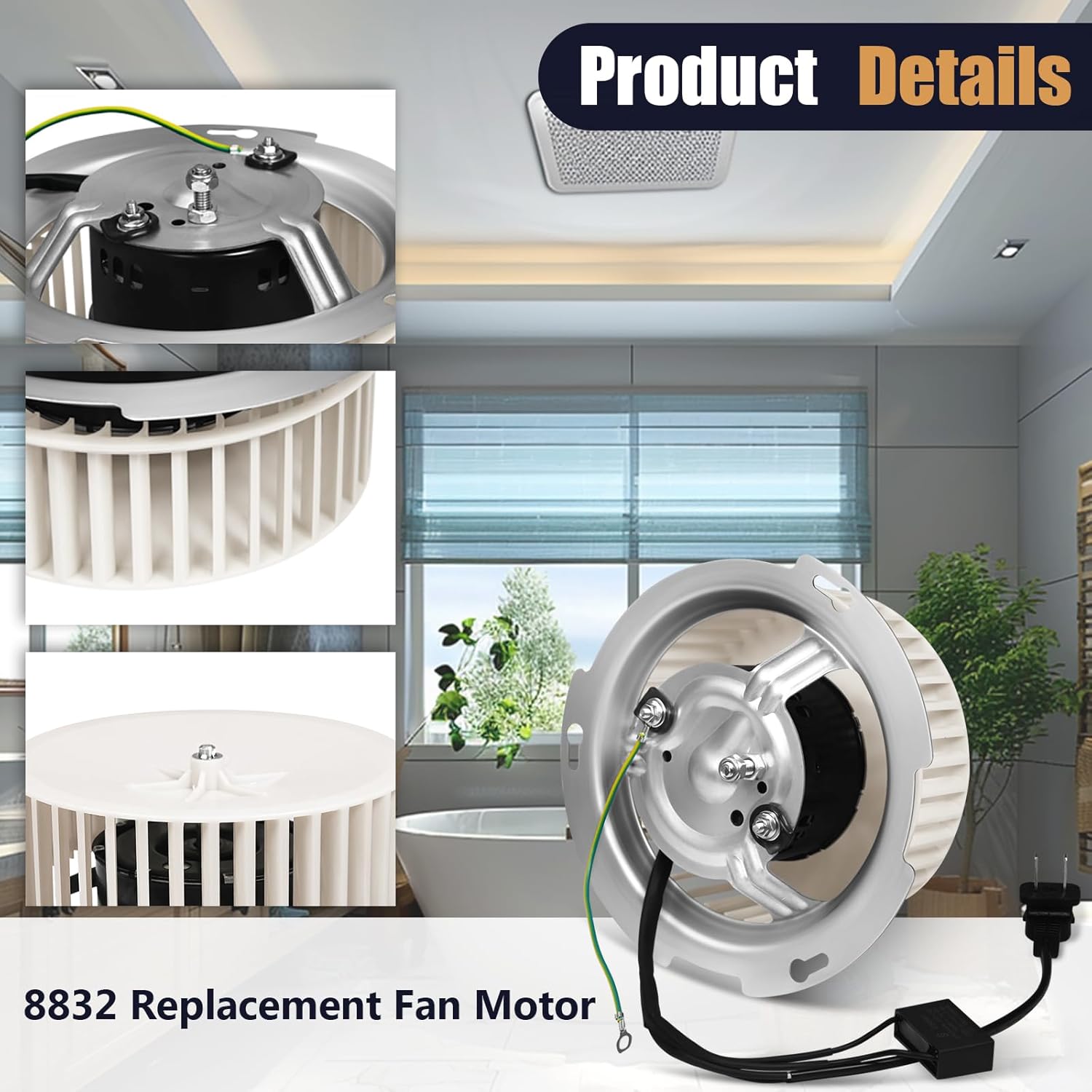Upgraded 8832N 8832NA Blower Motor Replace 84757 JA2C028G JA2B099N 8832sa JA2B099 Bathroom Fan Motor Compatible with Nutone 86652 86652G 8662 8832 8833
