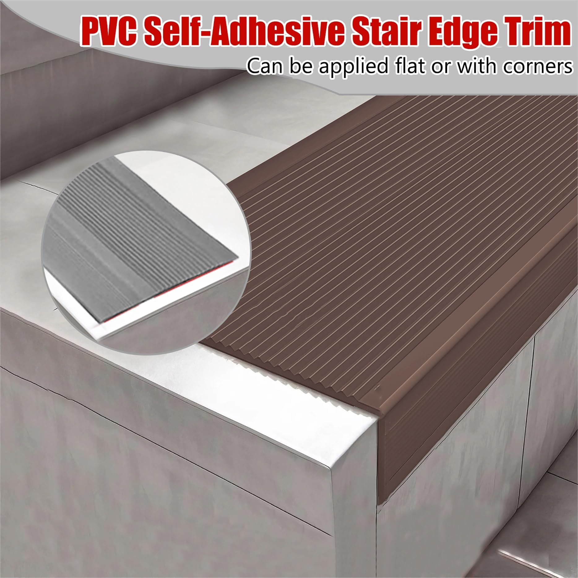Perfil de PVC Autoadhesivo de Borde Tiras Antideslizantes para peldaños, Perfiles en Forma de L para escaleras(Gray,5m/16.40ft)
