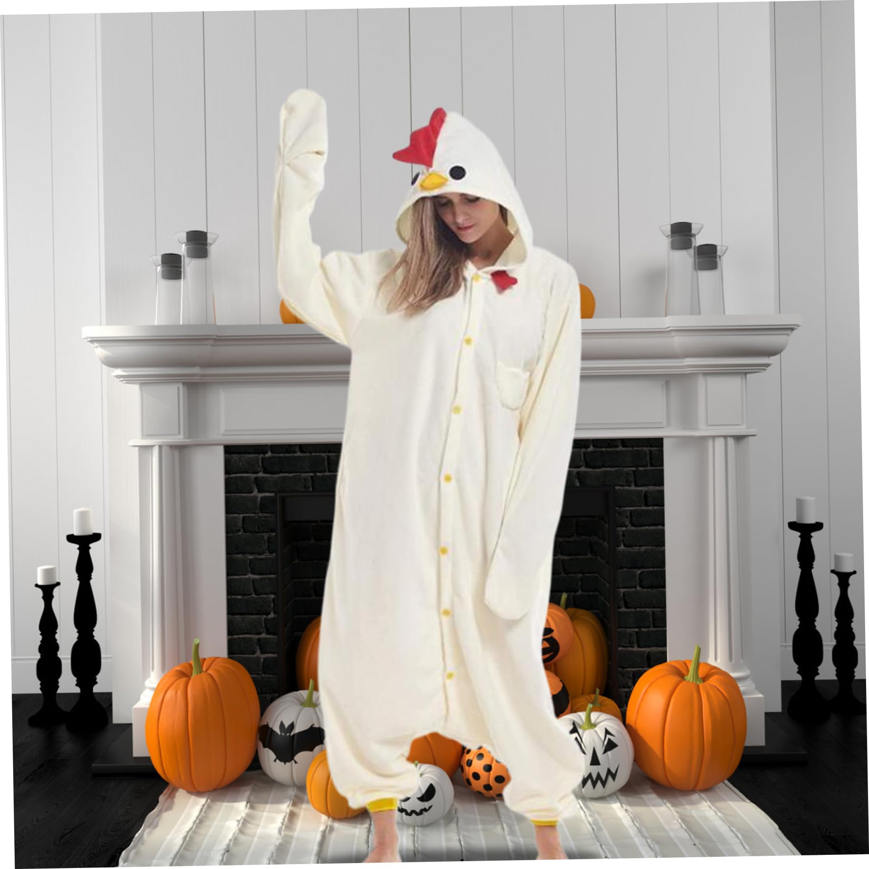 Disfraz de Halloween Cosplay Onesie Polar Polar Disfraz de pollo unisex