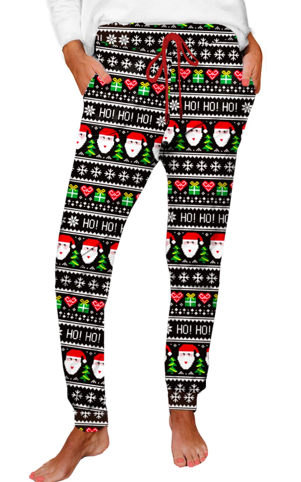 Deerose Women Christmas Pajama Pants Elastic Waist Xmas PJ Pants with Pockets