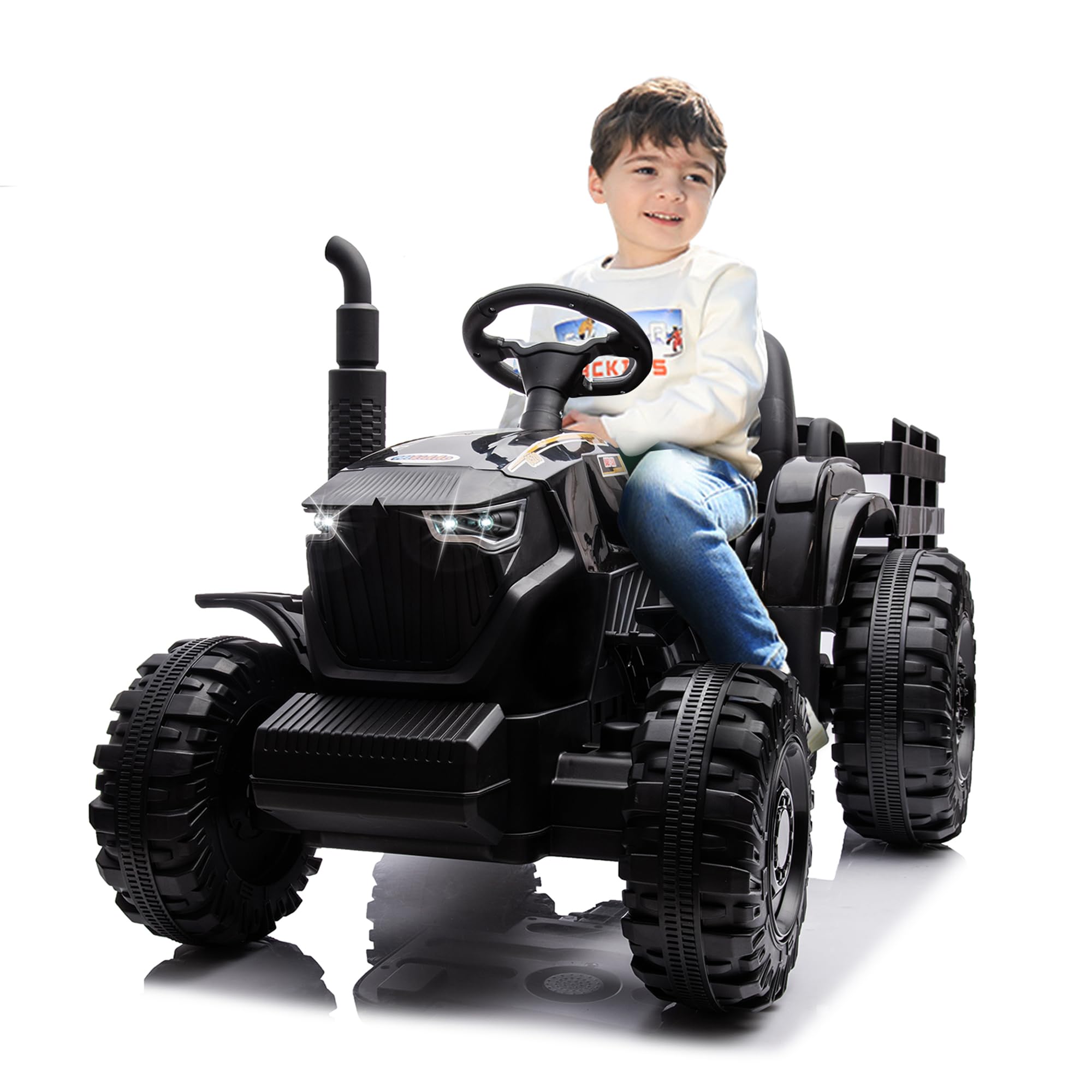 Hikiddo 24V Ride-On Tractor, Ride on Toy Car for Big Kids with Parental Remote Control, 24Volt/9Ah Battery, 400W Dual Motors - Black