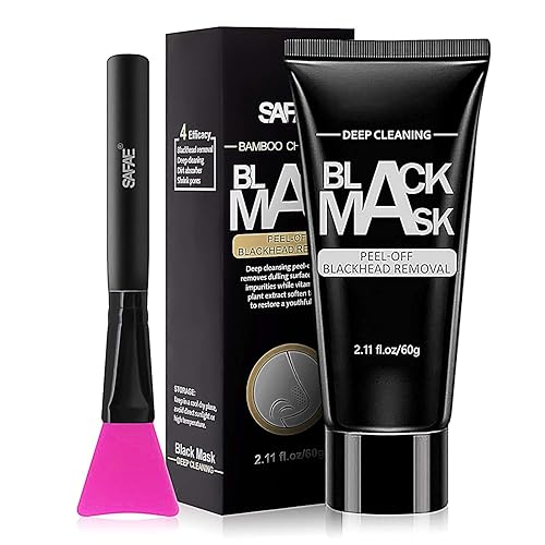 SAFAE Máscara removedora de puntos negros mascarilla para puntos negros control de acné y aceite máscara negra con cepillo máscara negra de limpieza