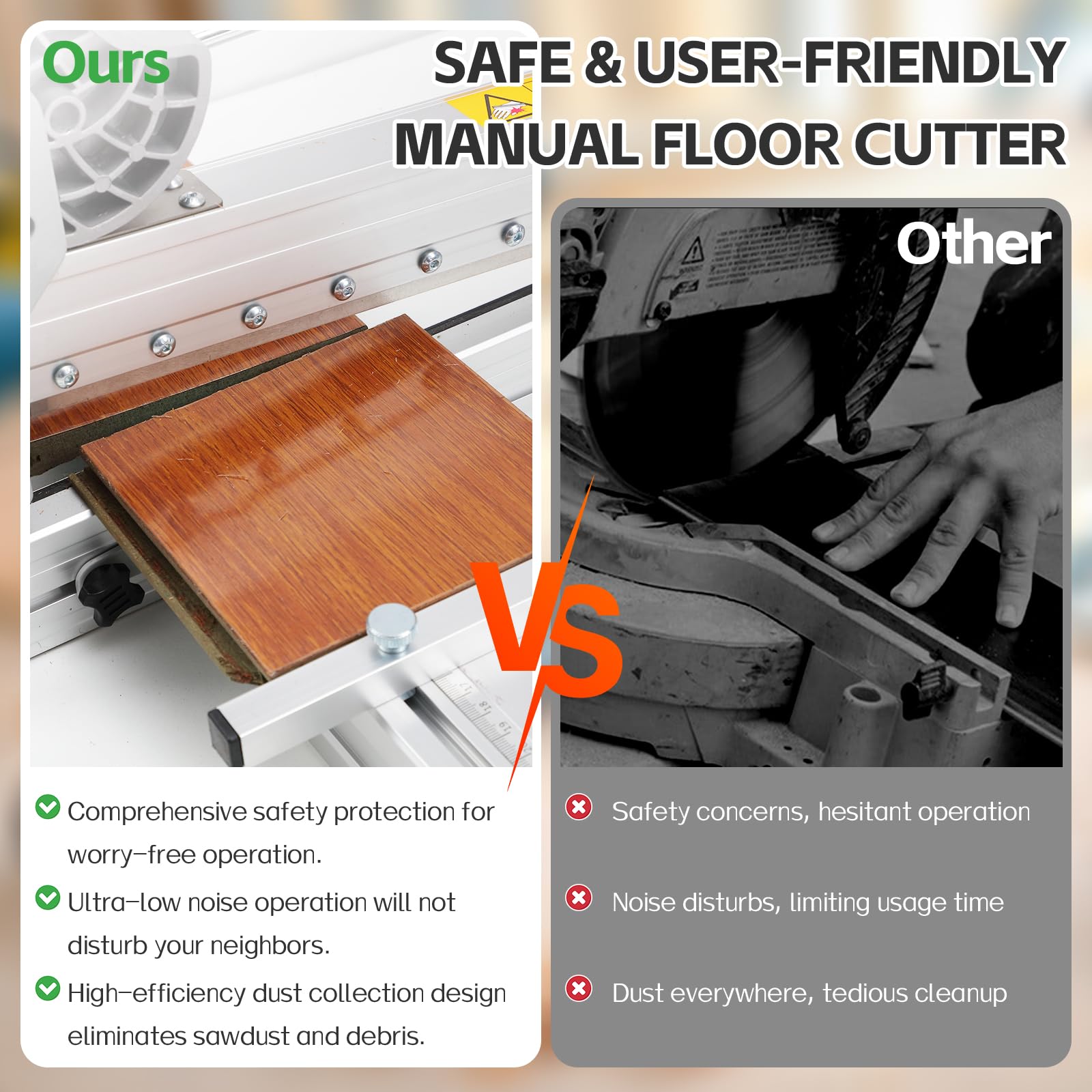 Taglierina Manuale per Laminato 300 mm, Spessore di Taglio 12 mm, Utensile Professionale per Pavimenti in Vinile, PVC, LVT, SPC, WPC, Parquet e Legno Ingegnerizzato, Taglio Pulito e Silenzioso