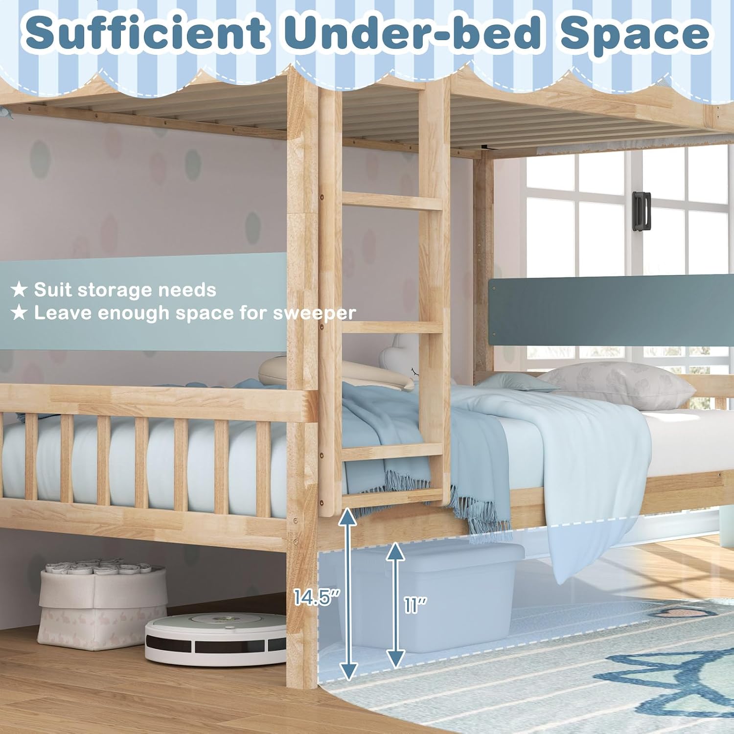 Bunk bed converted into two separate twin beds