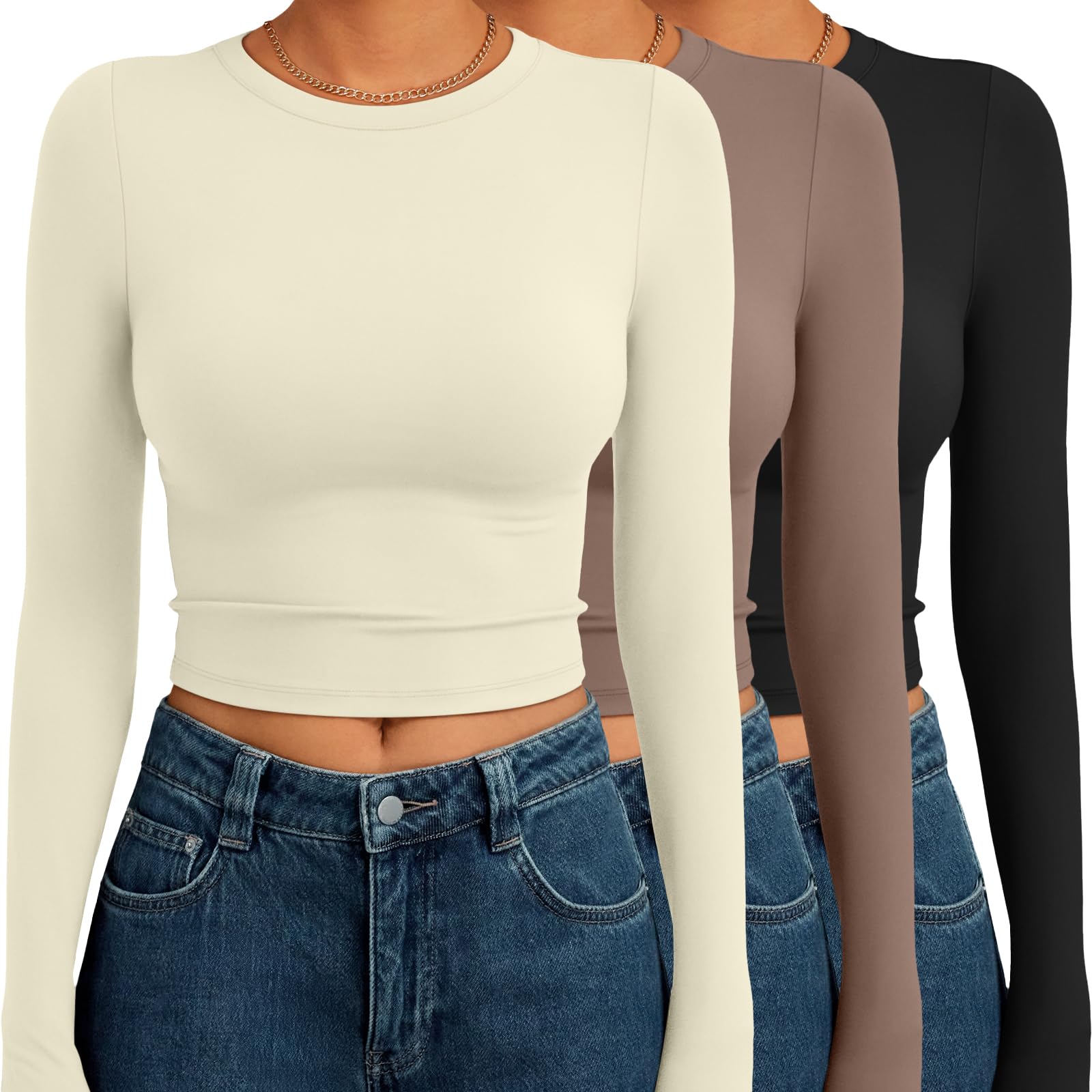 Photo 1 of AUTOMET 3-Pack Long Sleeve Crop Tops