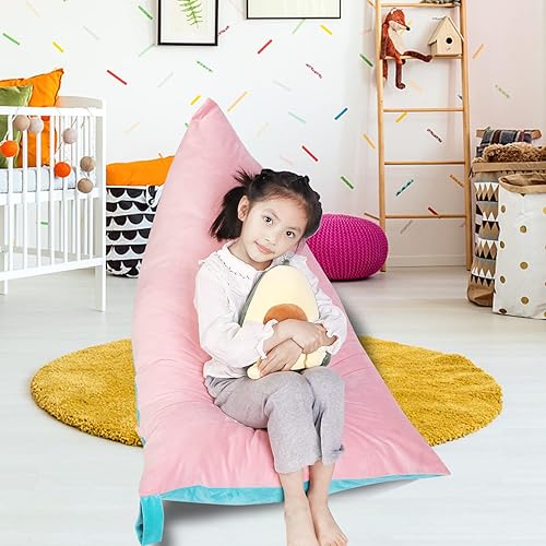 Miniatura 44 de LOLOMLO Funda para puf de almacenamiento de animales de peluche, terciopelo rosa, organizador de asiento para niños, adolescentes y adultos, sofá
