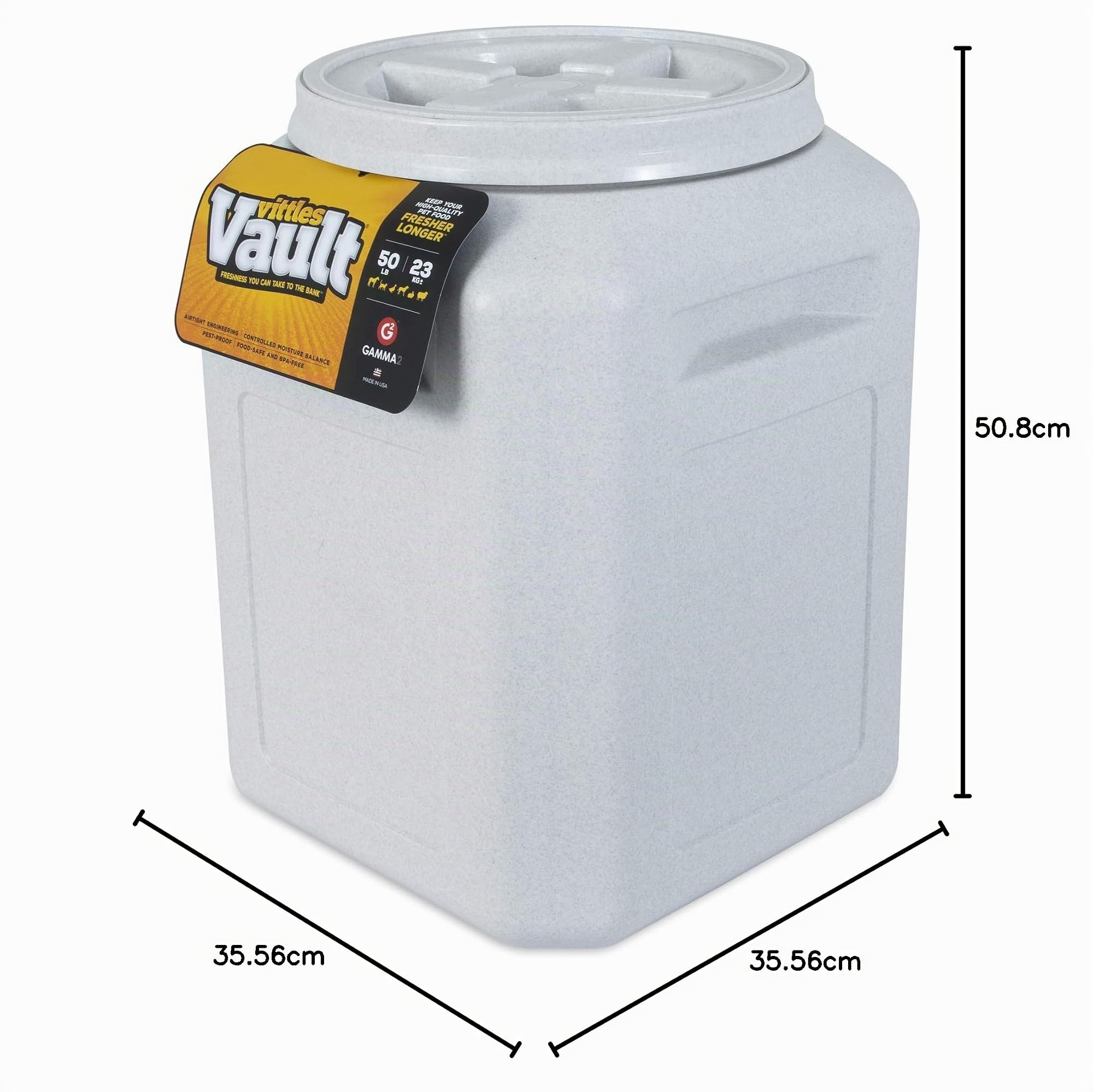 Gamma2 Vittles Vault Outback contenedor de almacenamiento de alimentos para mascotas, gris, 50 libras