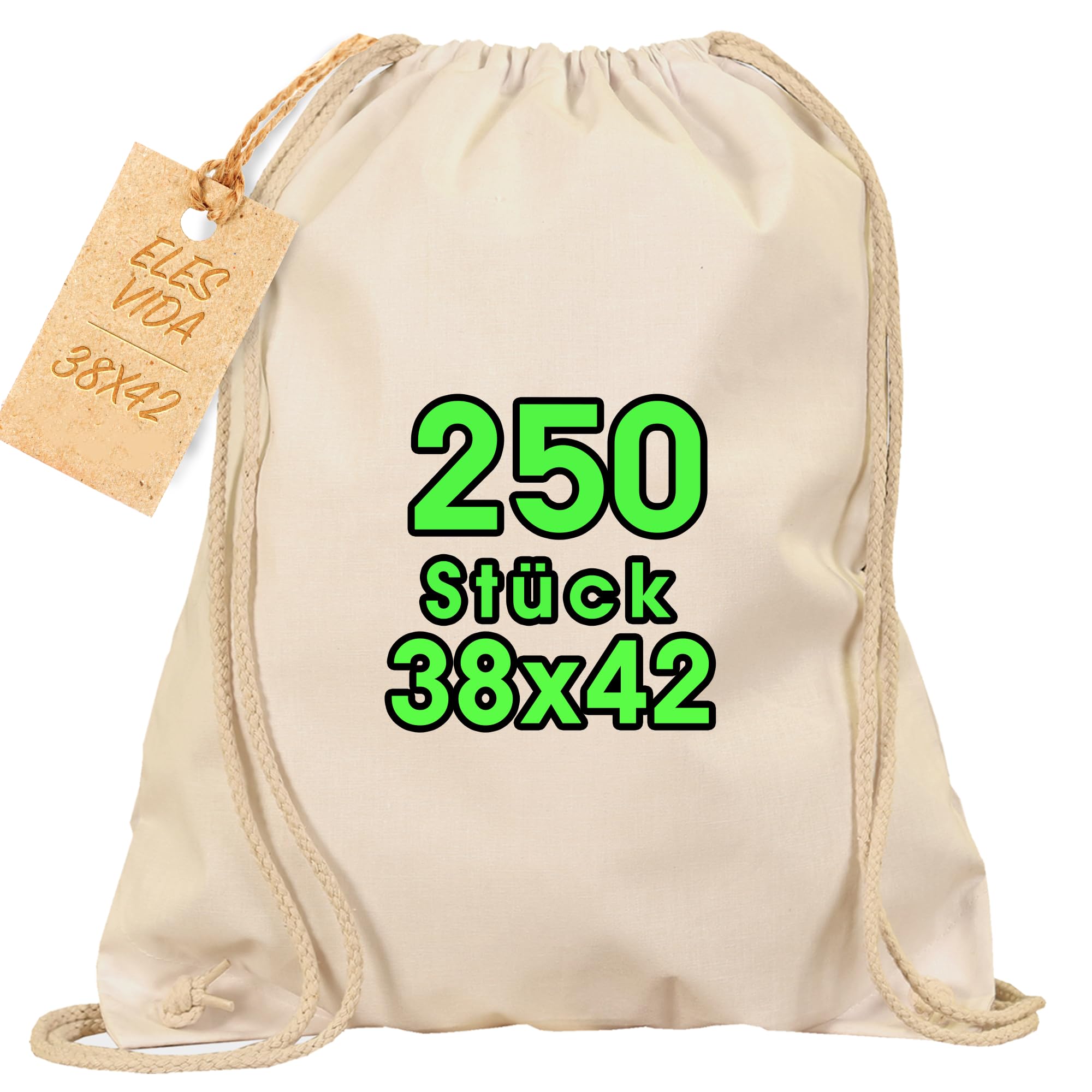 ELES VIDA Sacca in cotone per lo sport, zaino in tessuto, sacchetto di cotone, sacchetto di iuta, certificato Oeko-Tex®