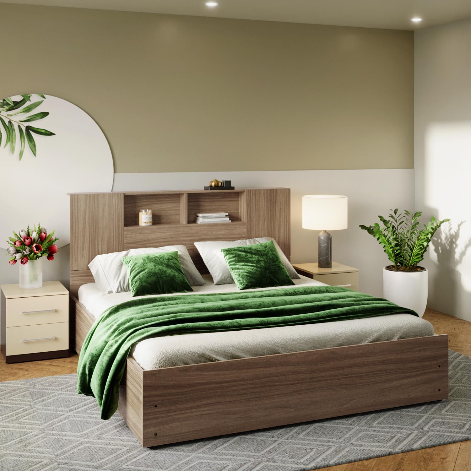 GODREJ INTERIO Elys King Size Engineered Wood Bed with Drawer Storage 1-Year Warranty, Brown, Knock Down-image-16