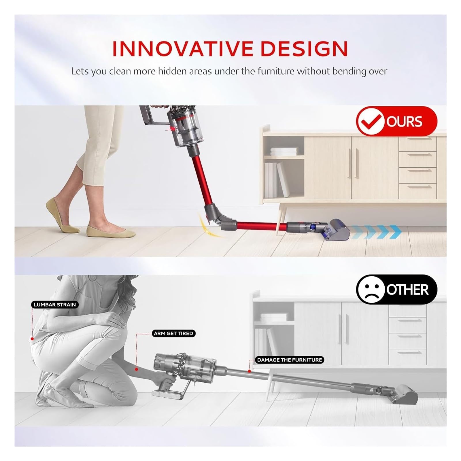 1 pezzo di tubo di prolunga for aspirapolvere, bacchetta di prolunga, compatibile con Dyson, V7 V8 V10 V11 V15 accessori for aspirapolvere senza fili, bacchetta di prolunga for aspirapolvere(Red)