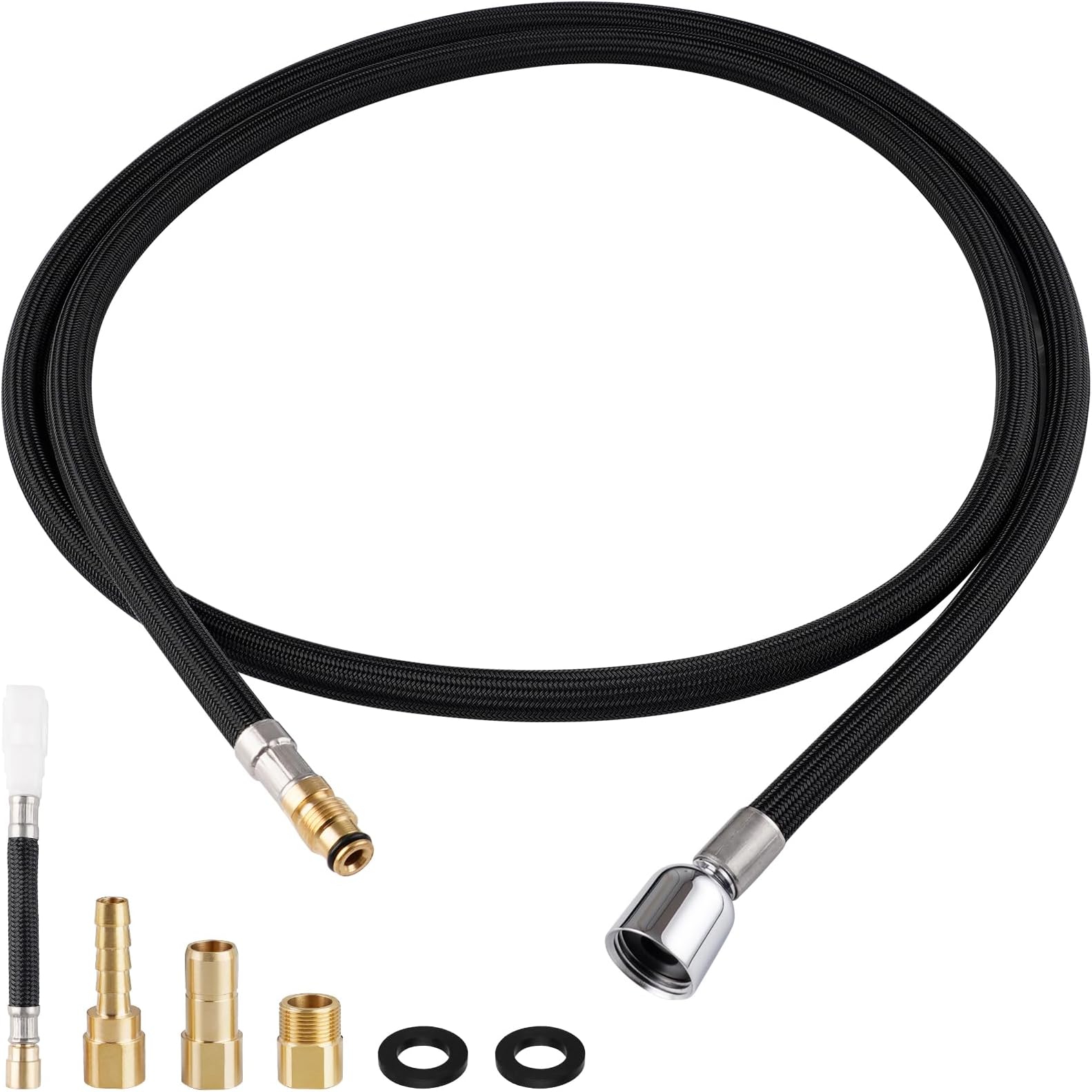 K-1219935-BC Hose Kit Compatible with Kohler Pull Down Kitchen Faucet with Docknetik Magnetic Docking System, 68 Inches Kitchen Faucet Hose Replacemnet Part of K-1304674-BC, Chrome Nut