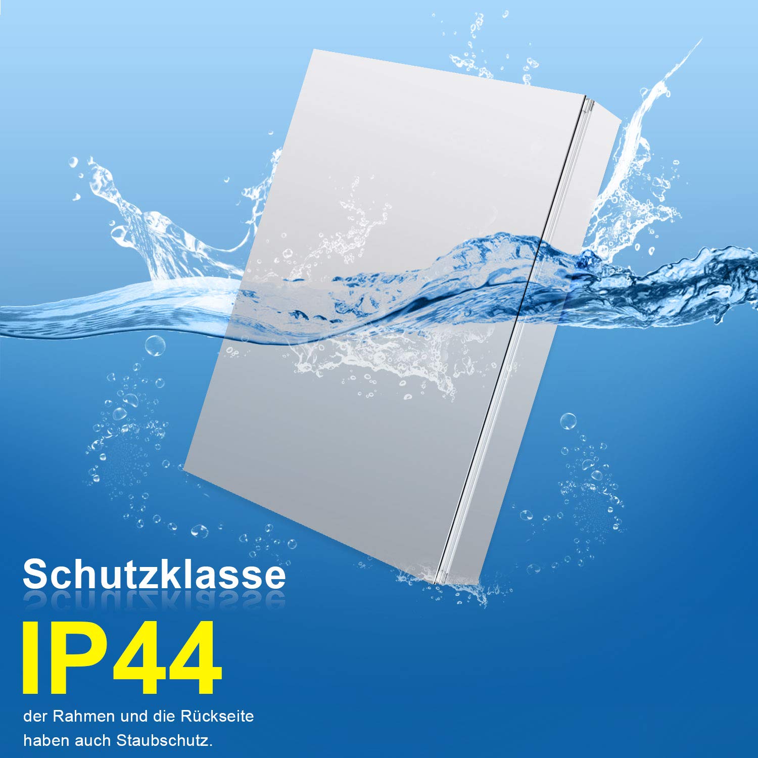SONNI Szafka z lustrem LED, 65 × 65 cm, bez zaparowania, szafka z lustrem z oświetleniem z gniazdkiem aluminiowym, szafka łazienkowa z lustrem z przełącznikiem dotykowym