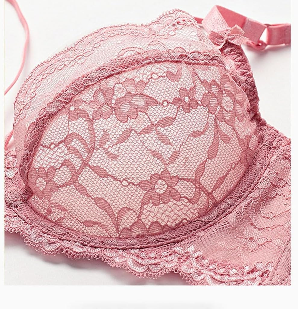 Lace Large Breasts Small Bra Adjustable Women Sexy Underwear -thin Transparent