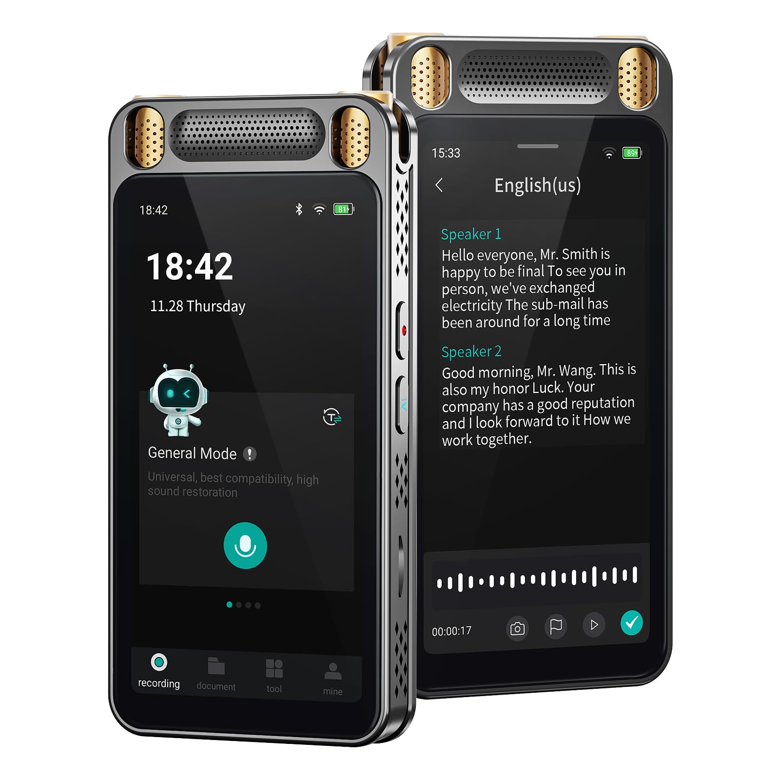 AI Voice Recorder with Playback, Digital Voice Recorder with Unlimited Transcription, Summary, Translation, Handheld Voice to Text Meeting Recorder