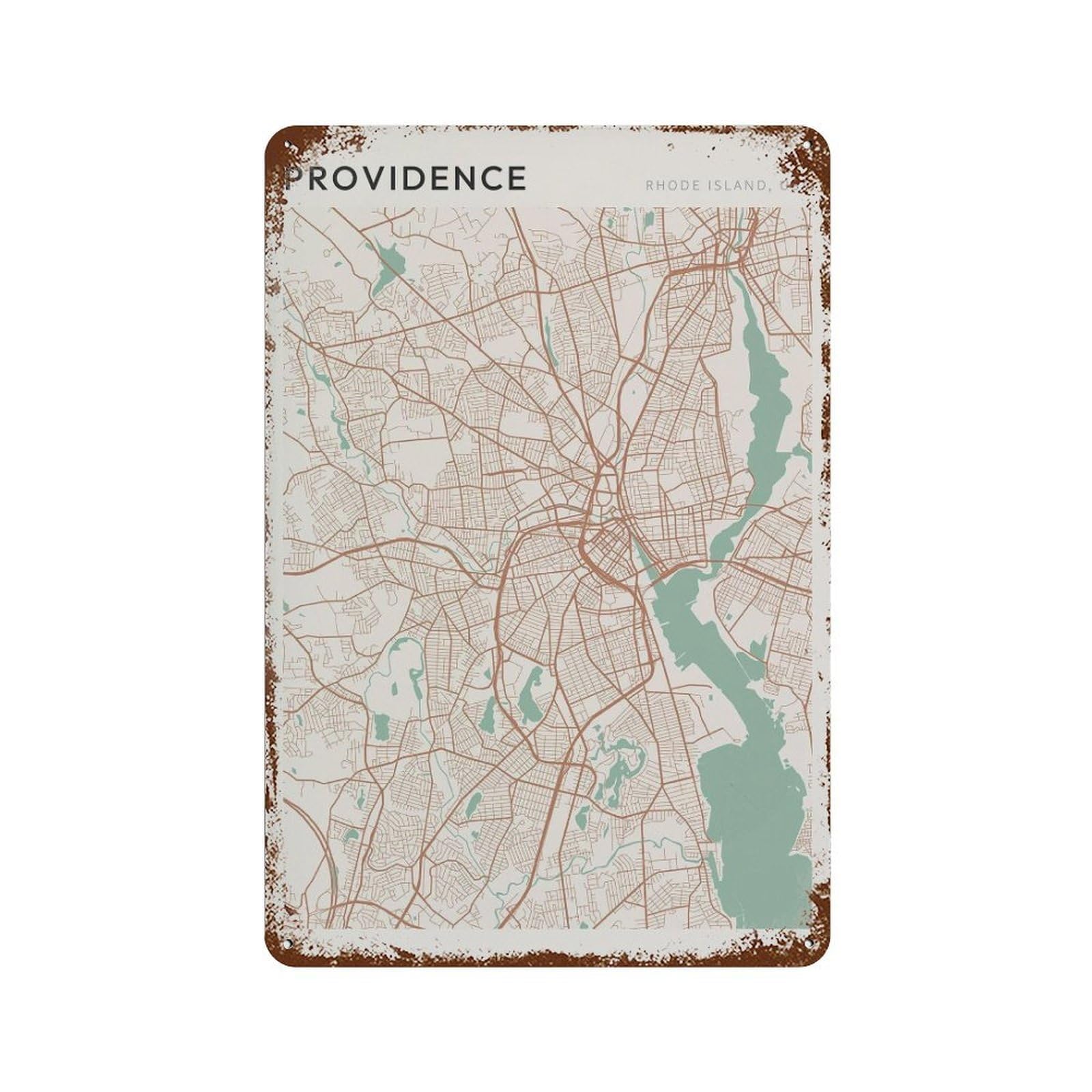 xiaoxiaoshen Providence Map Rhode Island Travel Gift Minimalist Wall Decor Art Metal Tin Poster Modern Home Decor Art Home Bar Shop Decorations Vintage Sign 30x20cm