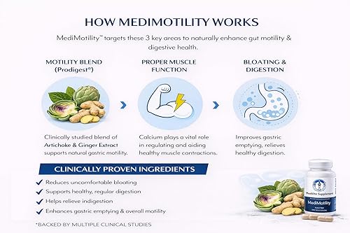 Miniatura 7 de MediMotility Suplemento de motilidad intestinal – ProDigest clínicamente estudiado con jengibre y alcachofa – Apoya el estreñimiento, la hinchazón