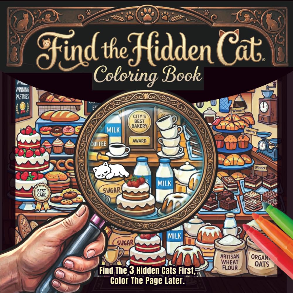 Find the Hidden Cat Coloring Book.: Find the 3 Hidden Cats First and Color the Page Later